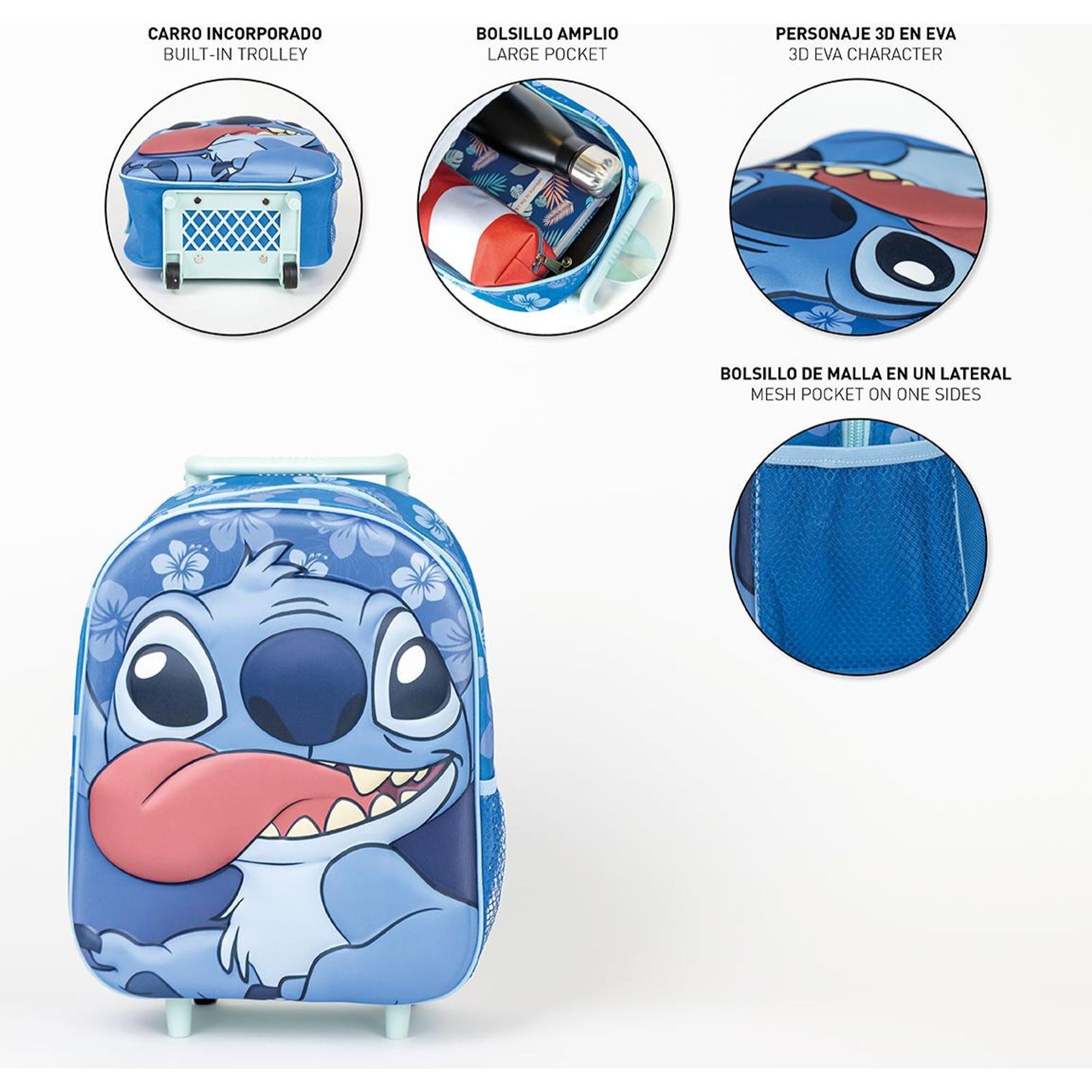 Mochila Infantil Trolley 3D Stitch