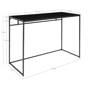 Scrivania Vita in nero con struttura in acciaio, 100×45×75 cm