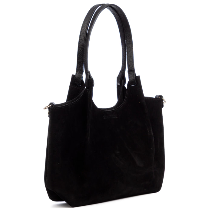 Baragiano bolso tote mujer. Piel auténtica Gamuza.