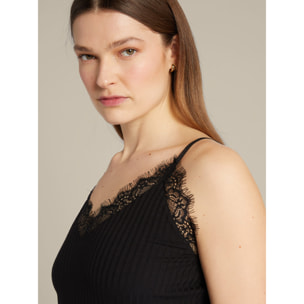 Elena Mirò - Top con bordi in pizzo - Nero