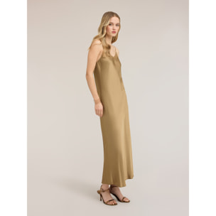 Motivi - Vestito lungo lingerie in raso - Verde militare