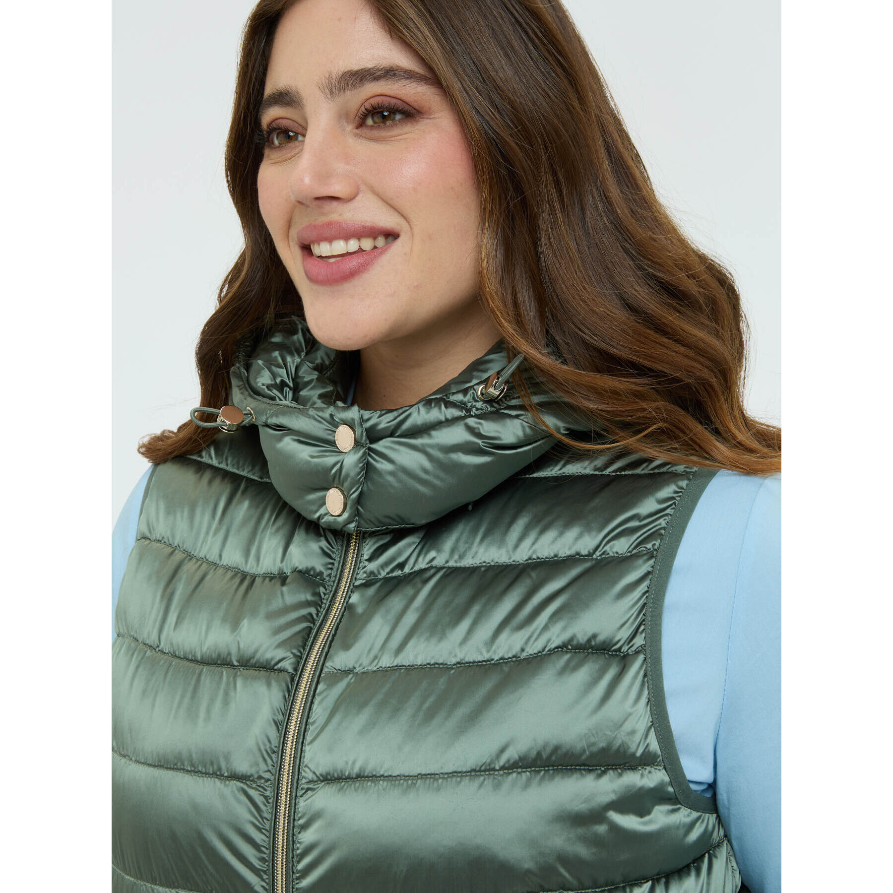 Fiorella Rubino - Piumino smanicato con cappuccio - Verde militare