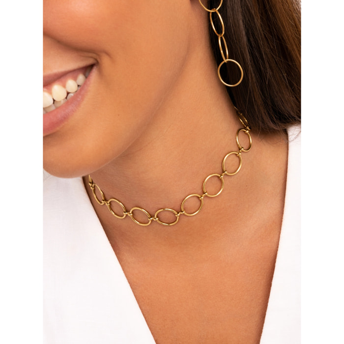 Collana Choker Circles & Circles in Acciaio Placcato Oro