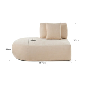 Santorini - module d'assise gauche - en tissu texturé - Beige