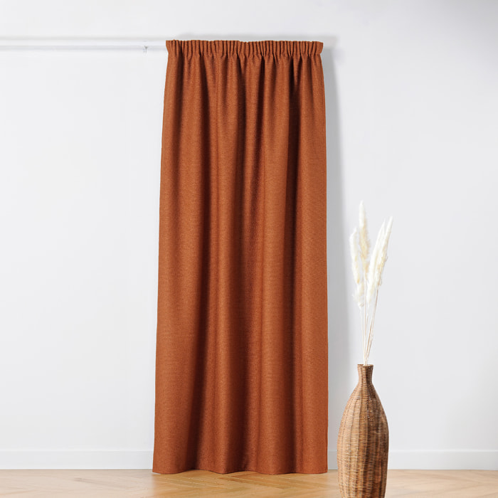 Rideau Thermique à Galon Fronceur  - Effet Bouclette - Terracotta