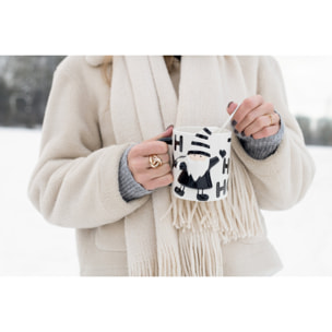 J-Line tasse + cuillière Père Noël Dolomite - céramique - blanc/noir
