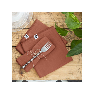 Lot de 3 serviettes 40x40 cm en gaze de coton - GAIA