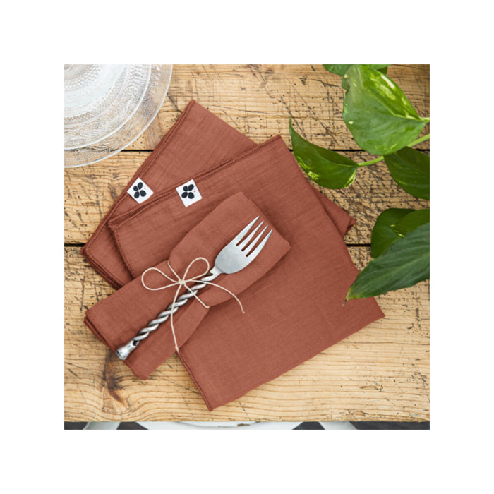 Lot de 3 serviettes 40x40 cm en gaze de coton - GAIA