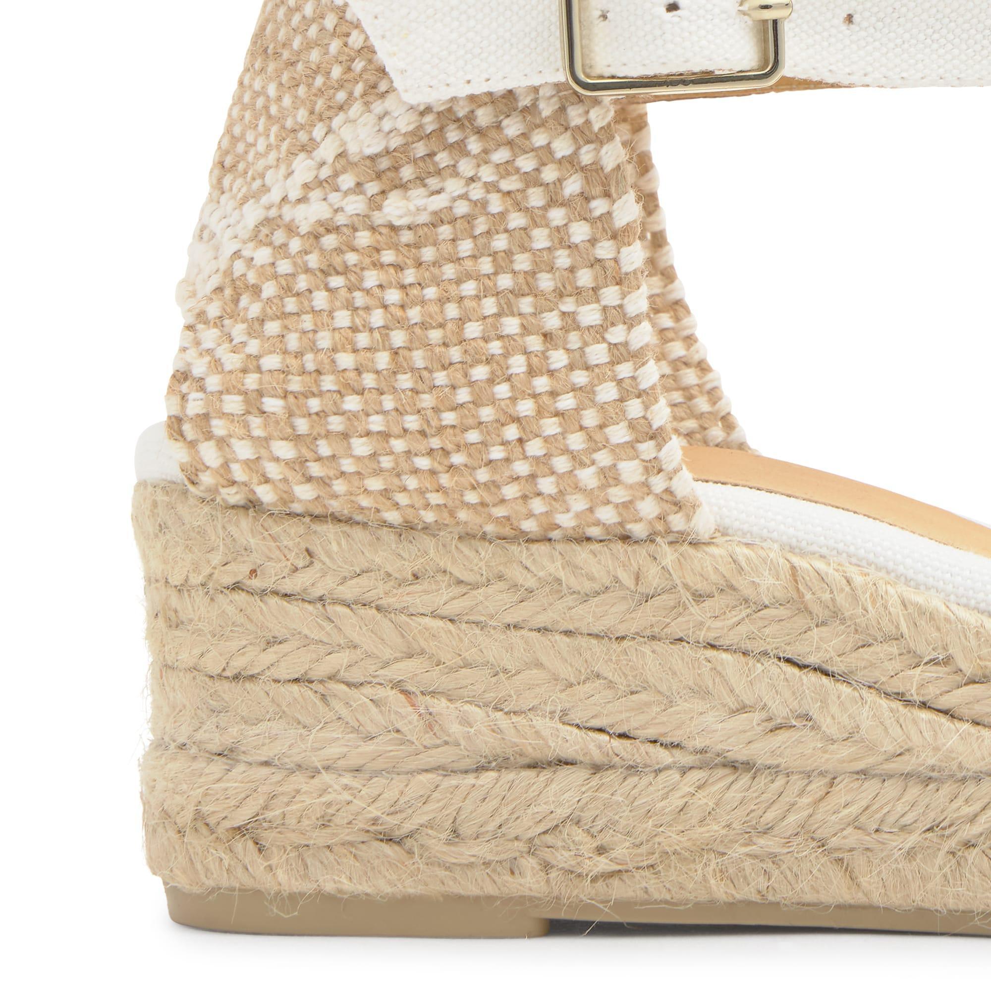 Alpargata de cuña 3 cm en lona de algodón con pulsera y hebilla