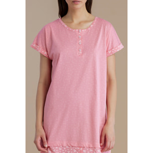 Camicia da notte donna in cotone con collo quattro bottoni articolo dot Noidinotte