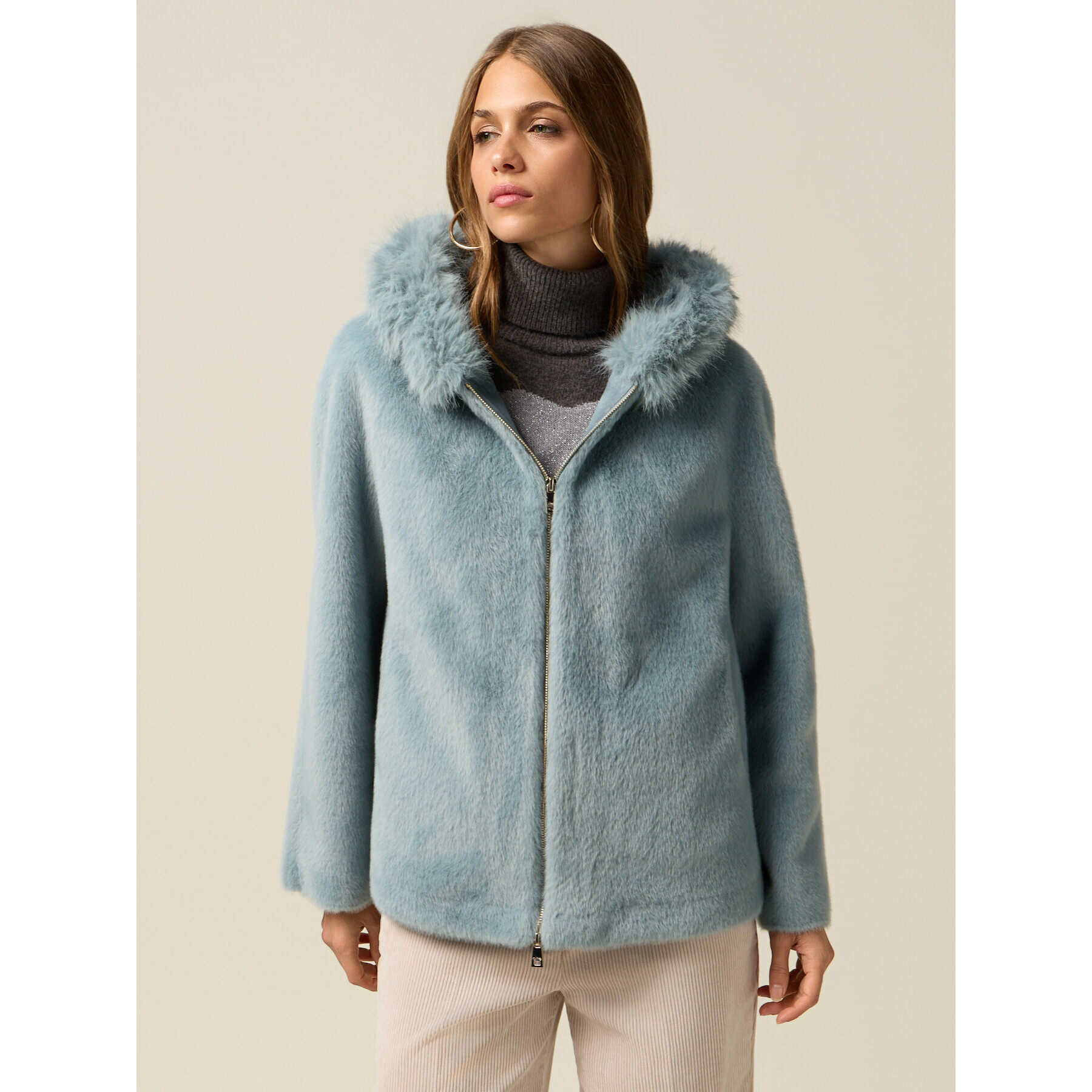 Oltre - Parka corto con capucha - Light - blue