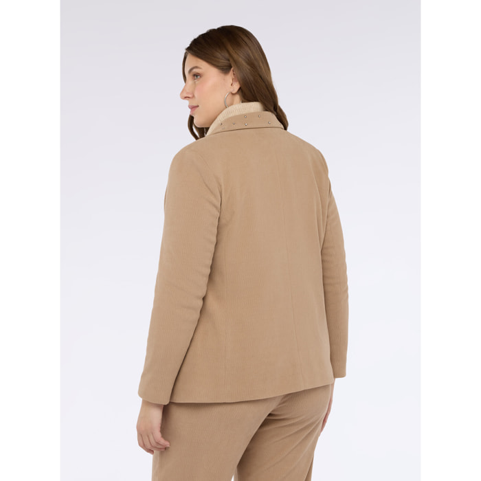 Fiorella Rubino - Blazer in velluto con punti luce - Beige