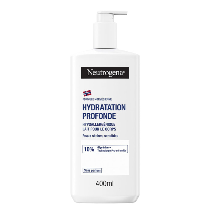 Hydratation Profonde 72h - NEUTROGENA® Lait Corps Hypoallergénique 400 ml