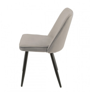 Chaise en velours avec piètement en métal noir - PETALE