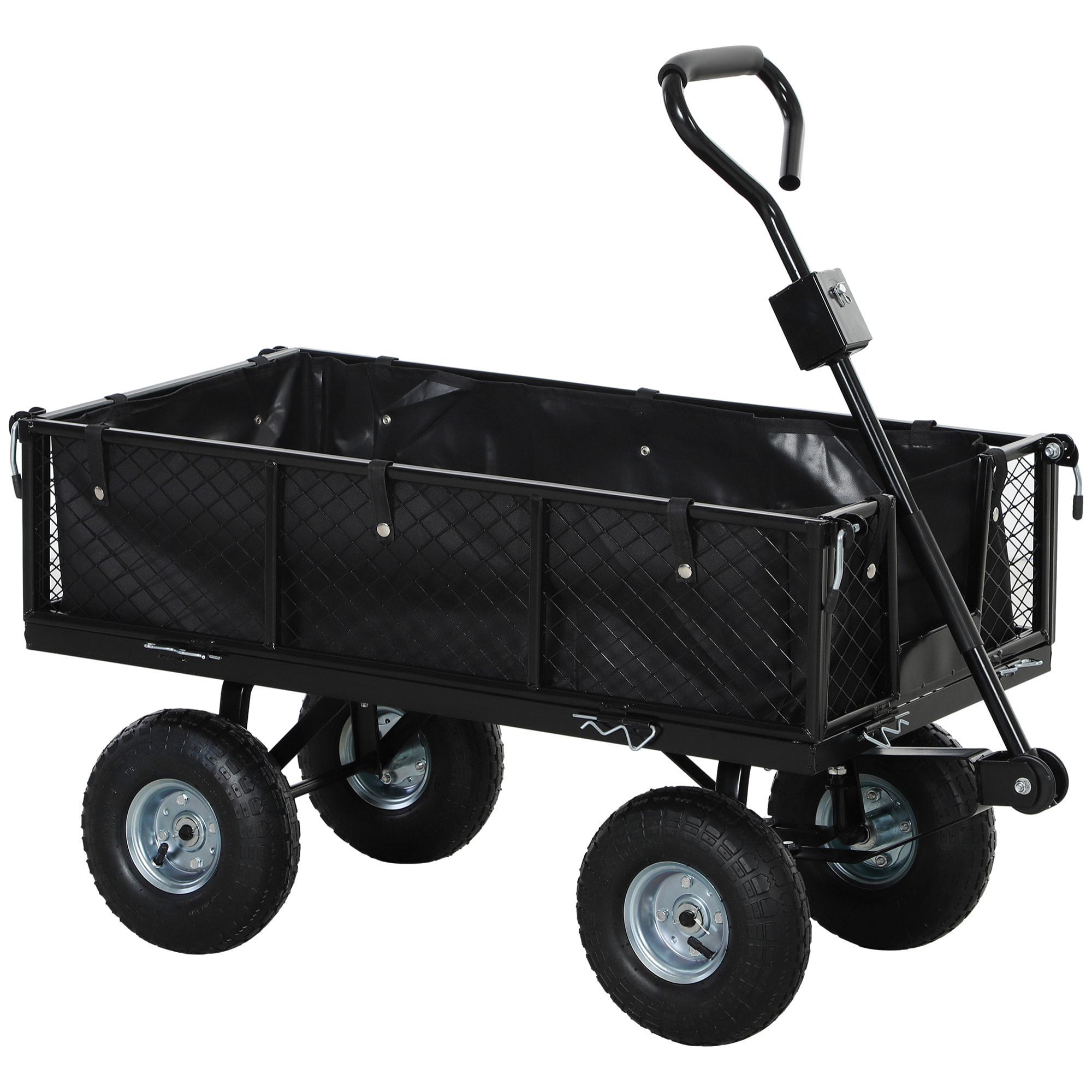 Carro Playa con Ruedas Grandes Carro de Jardín con Mango Giratorio Ajustable y Bolsa Impermeable Removible Carga 300 kg Carrito Transporte para Todo Terreno Campaña Compra Negro