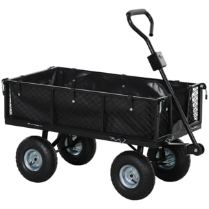 Carro Playa con Ruedas Grandes Carro de Jardín con Mango Giratorio Ajustable y Bolsa Impermeable Removible Carga 300 kg Carrito Transporte para Todo Terreno Campaña Compra Negro
