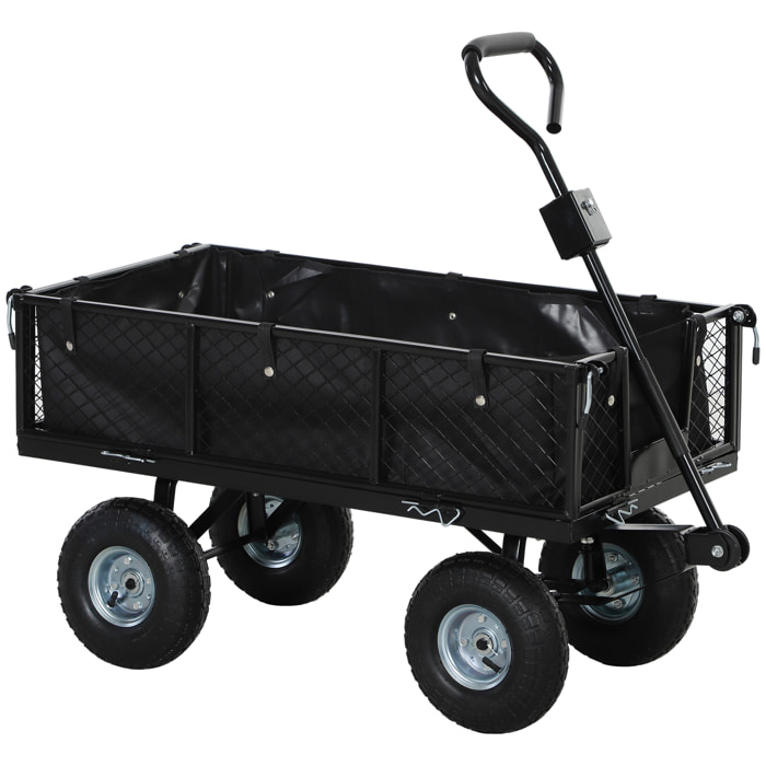 Carro Playa con Ruedas Grandes Carro de Jardín con Mango Giratorio Ajustable y Bolsa Impermeable Removible Carga 300 kg Carrito Transporte para Todo Terreno Campaña Compra Negro