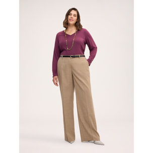 Fiorella Rubino - Camiseta de punto con botones en los puños - Burgundy