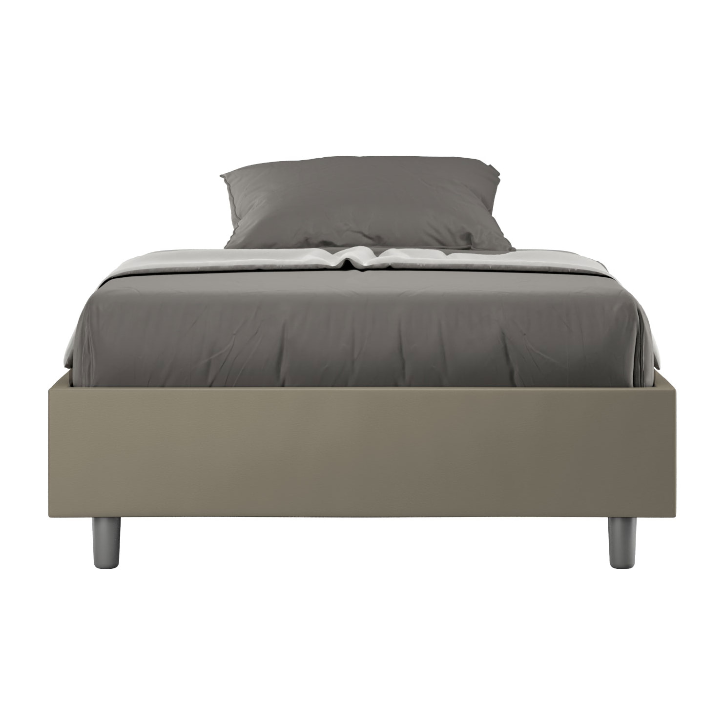 Letto una piazza e mezza senza rete imbottito 120x210 similpelle cappuccino Azelia