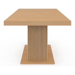 Table à manger extensible Faustine bois et pied lattes avec rangement 160-200cm