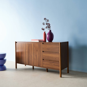 Buffet décor bois 2 portes 3 tiroirs 150cm HARMONY