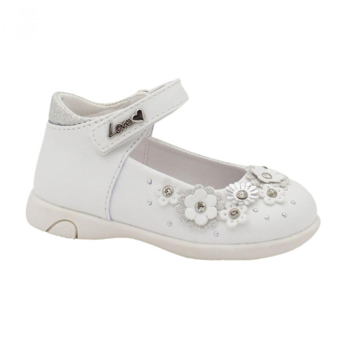 Scarpine con Cinturino Love Details Fiori Bianco Lei Love Details Bianco