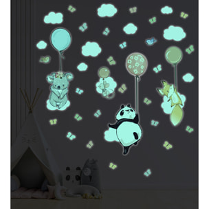 Sticker phosphorescent lumineux - ANIMAUX HEUREUX VOLANTS