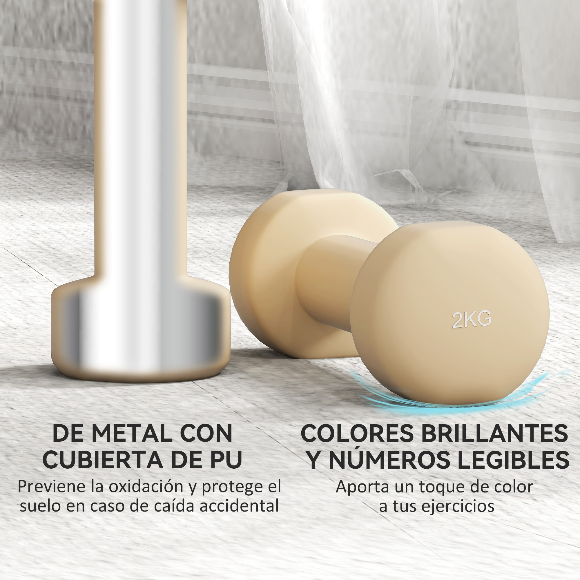 Juego de Mancuernas de 8 Piezas, Total 10 kg, 2x0,5 kg, 2x1 kg, 2x1,5 kg, 2x2 kg, Mancuernas Poligonales Antideslizantes y Estuche de Transporte para Ejercicio en Casa, Gimnasio, Multicolor