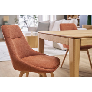 Chaises en tissu effet velours texturé terre brûlée et bois clair (lot de 2) ALESS