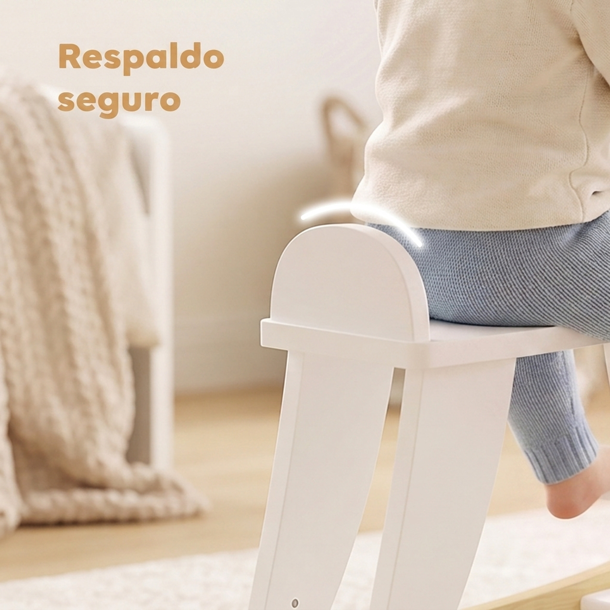 Caballito Balancín para Bebés, Caballo Balancín con Base de Madera, Diseño Clásico y Trabajo Artesanal Sólido, para Niños de 1-3 Años, Blanco