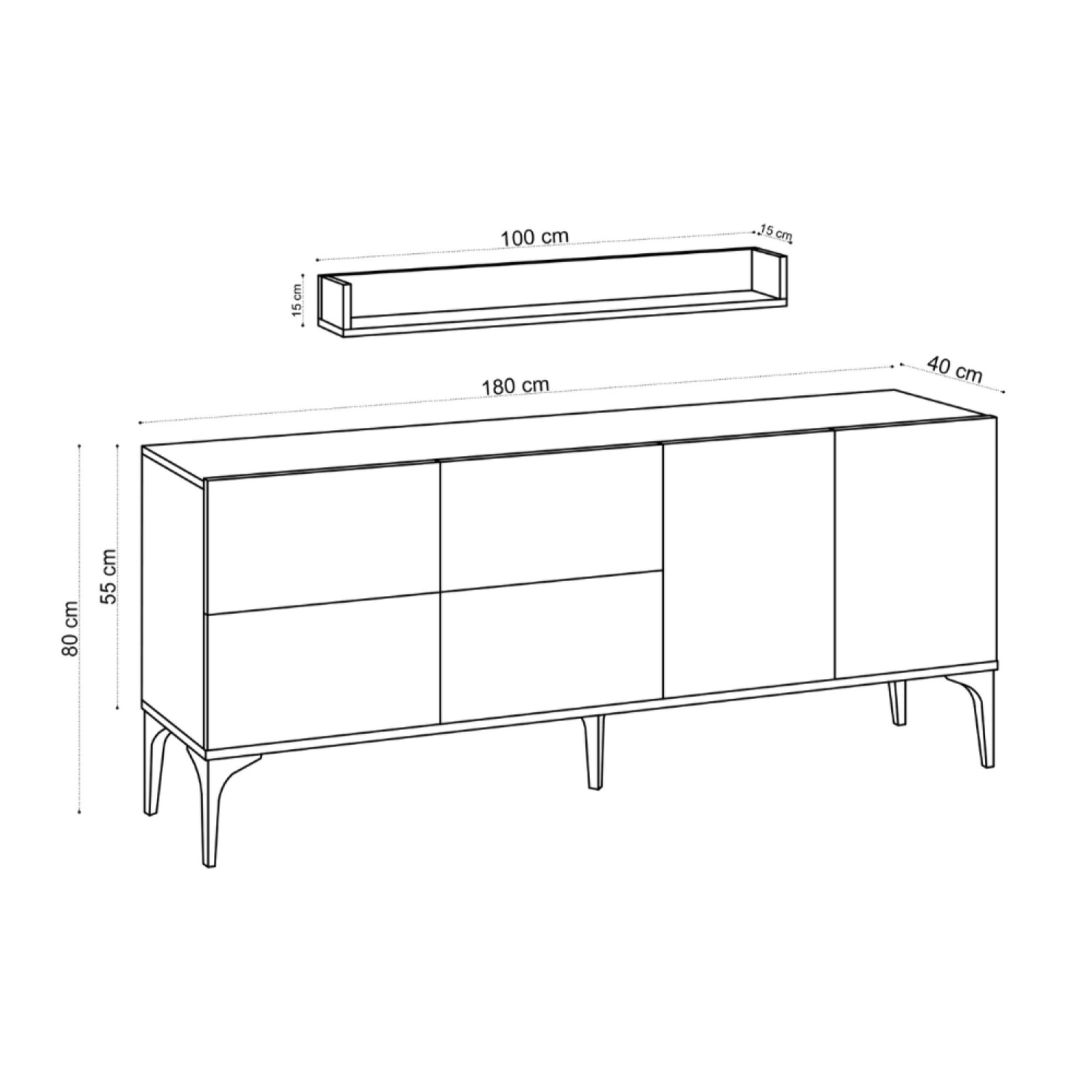 Ensemble buffet et étagère murale OIA