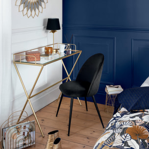 Chaise "Slano" pieds métal noir velours noir