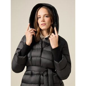 Oltre - Plumífero midi con perfiles joya - Negro