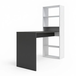 Mesa de escritorio con estantería Cosmic en blanco artik gris antracita 120 x 144 cm Blanco Artik (Blanco Mate) - Gris Antracita