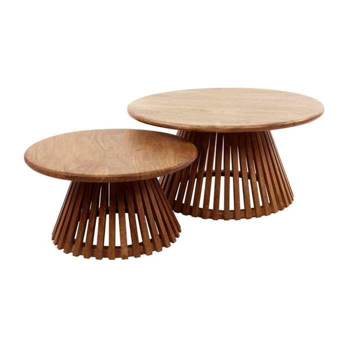 Kerala - lot de 2 tables basses gigognes - bois massif de manguier - Bois