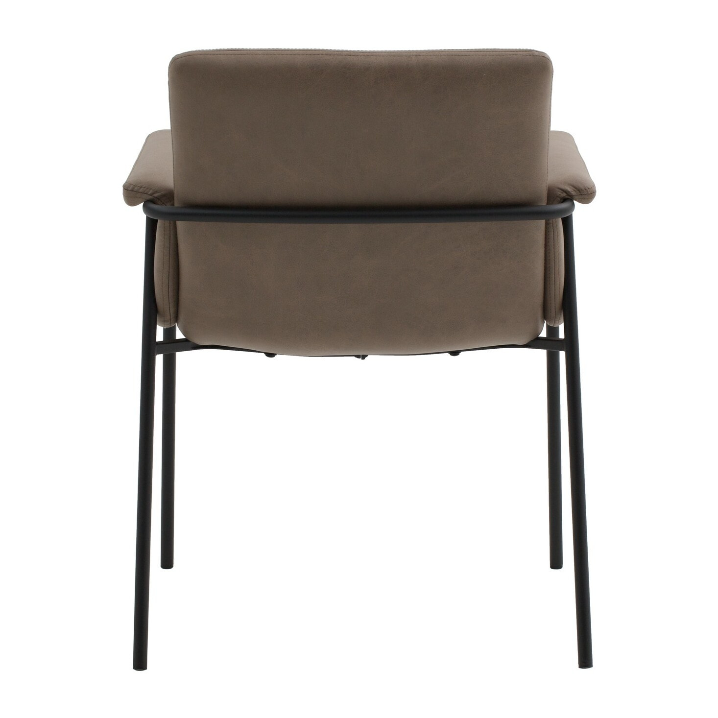 Set di 4 sedie CANCÚN in similpelle marrone e gambe in metallo nero, con braccioli