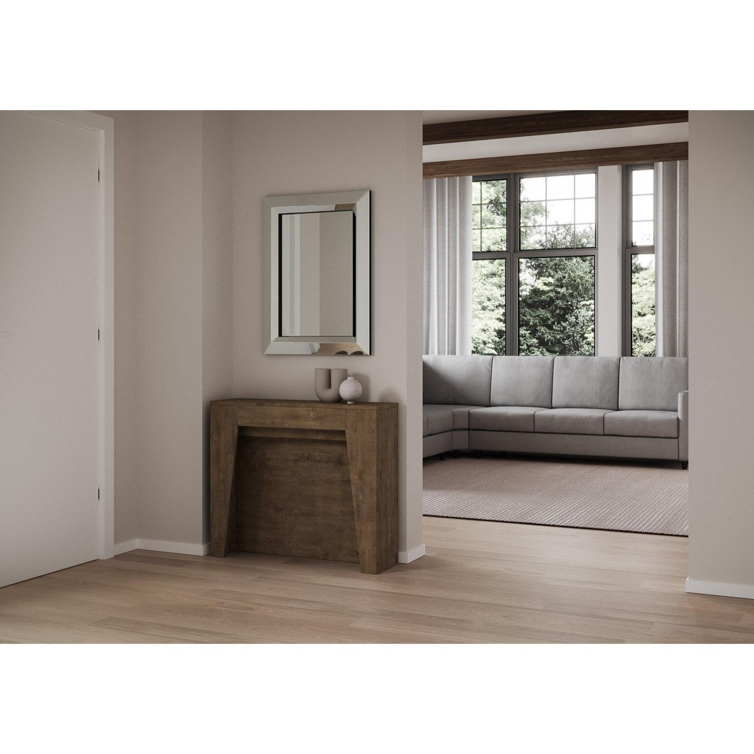 Console Extensible 90x25/211 cm Anea Noyer rallonges internes