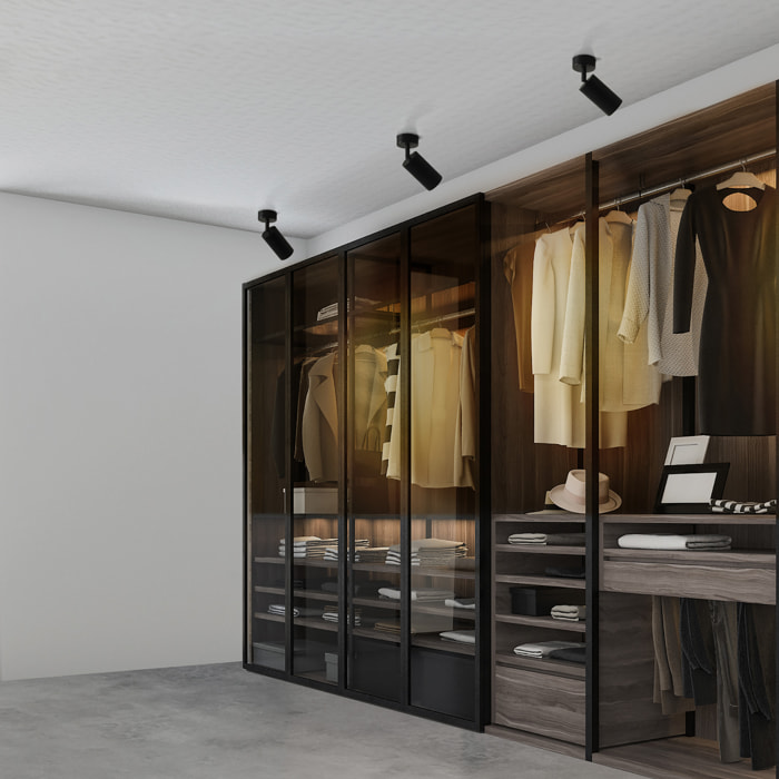 Forlight Era - Aplique de Pared o Foco de Techo Orientable GU10. Diseño Minimalista de Color Negro