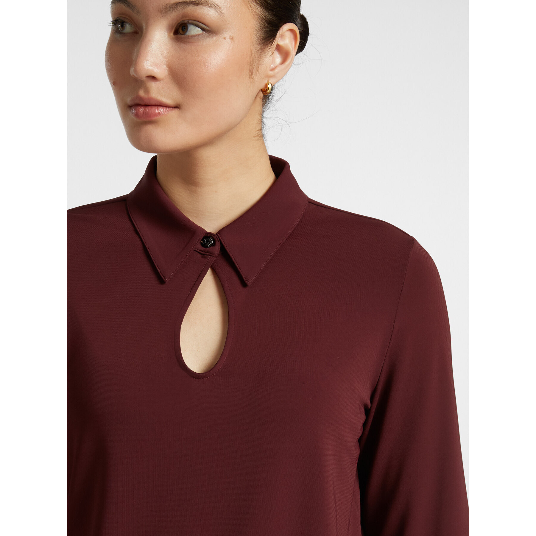 Elena Mirò - Camiseta con apertura de gota por delante - Burgundy