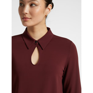 Elena Mirò - Camiseta con apertura de gota por delante - Burgundy