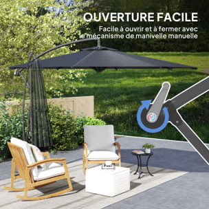 Parasol déporté octogonal Ø3 m – Rabattable – Pied en croix