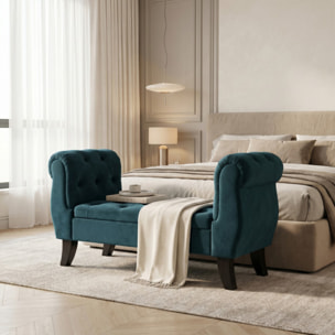 Divanetto Contenitore Imbottito in Effetto Velluto con Vano Contenitore Integrato, Seduta Elegante dallo Stile Classico per Camera da Letto, Ingresso e Soggiorno