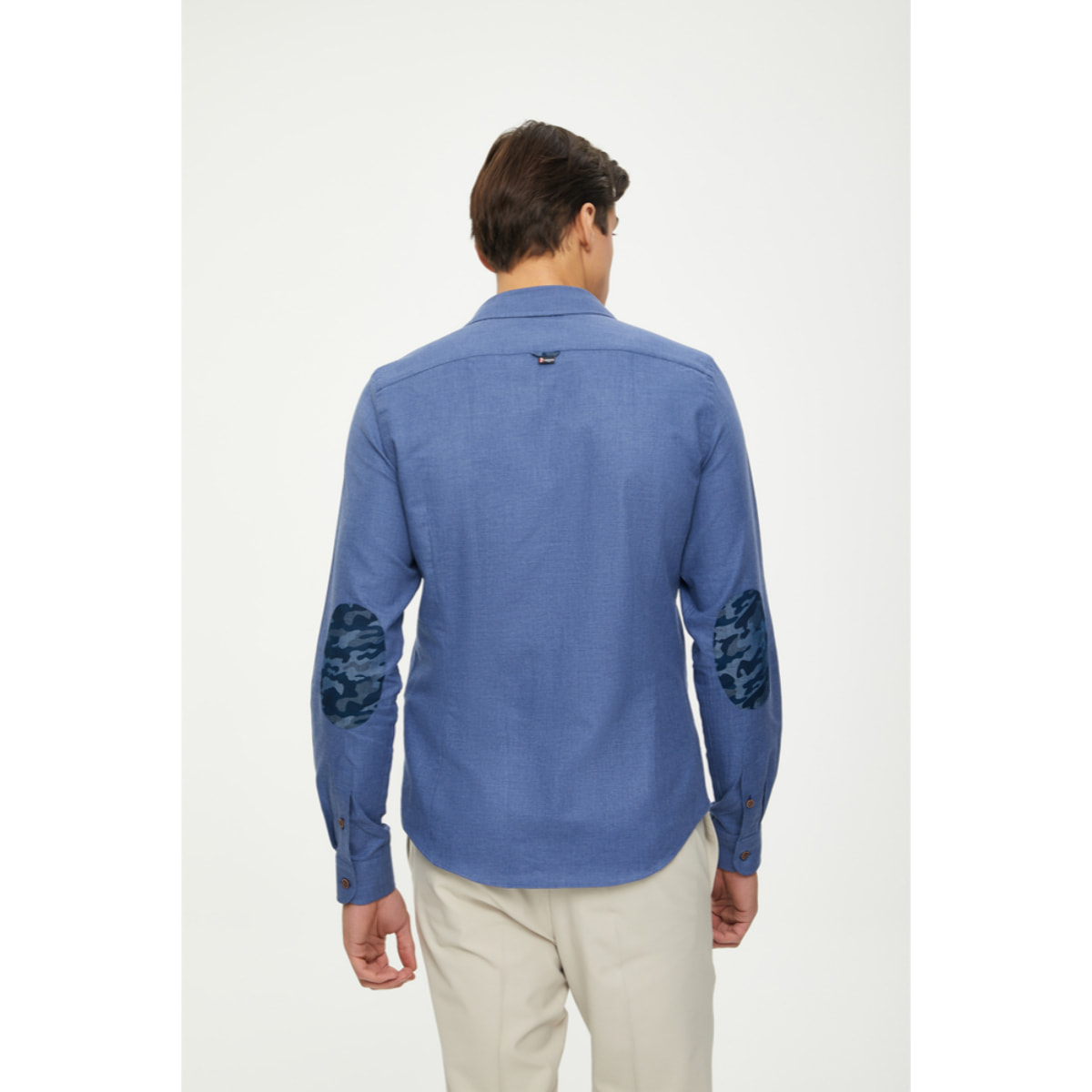 camicia 1 bottone button down slimuomo Flanella Unita Blu avion