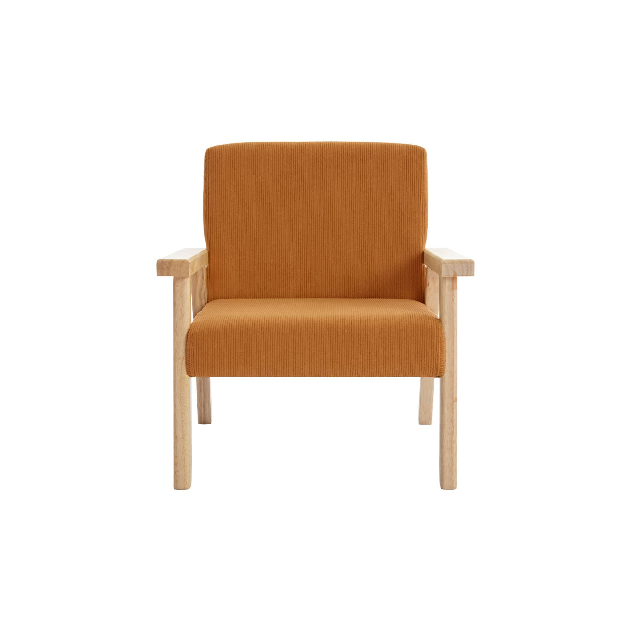 Fauteuil enfant en bois et velours côtelé moutarde. ISAK L 47 x P 43.5 x H 50cm