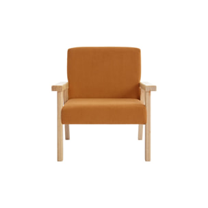Fauteuil enfant en bois et velours côtelé moutarde. ISAK L 47 x P 43.5 x H 50cm