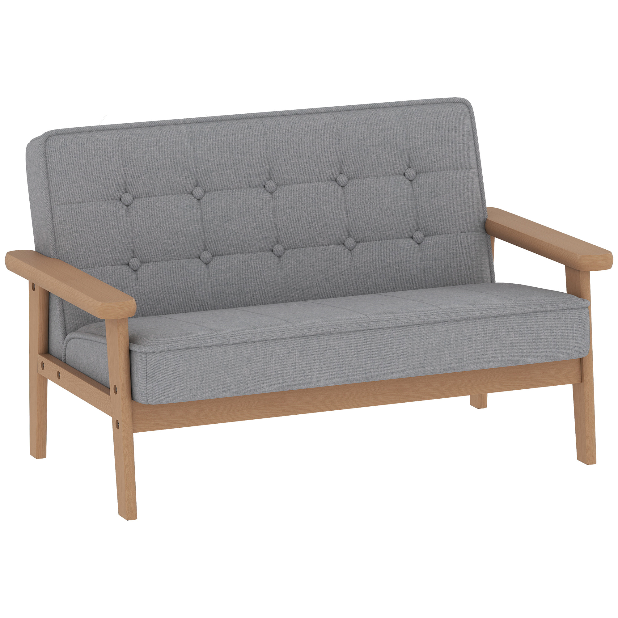 Sofá para Niños de 2 Plazas, Sillón Infantil de Felpa Suave con Estructura de Madera, Asiento y Respaldo Acolchados, Reposabrazos, para Niños de +3 Años, para Dormitorio, Sala de Juego, Gris