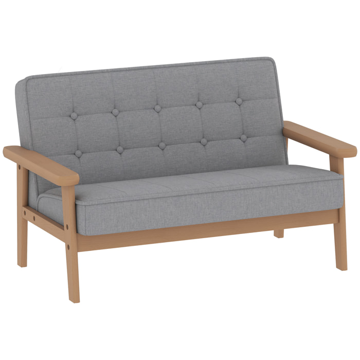 Sofá para Niños de 2 Plazas, Sillón Infantil de Felpa Suave con Estructura de Madera, Asiento y Respaldo Acolchados, Reposabrazos, para Niños de +3 Años, para Dormitorio, Sala de Juego, Gris