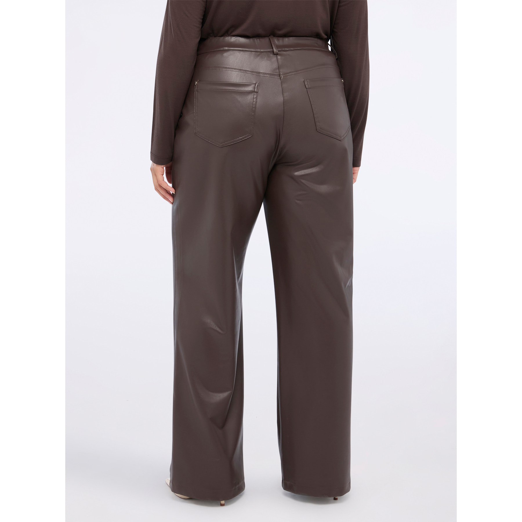 Fiorella Rubino - Pantalones de corte recto en tejido revestido - Marrón