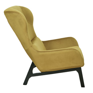 Fauteuil Velours Cotele Roma Jaune Moutarde