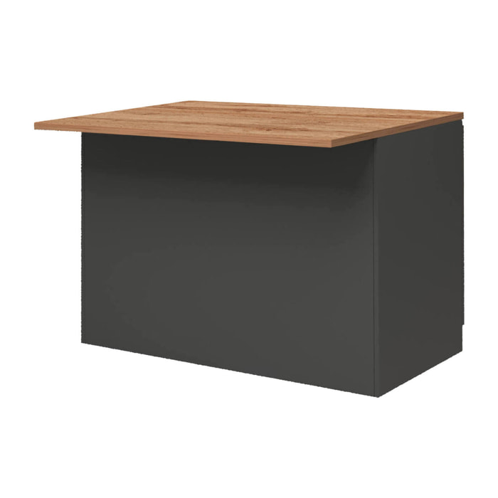 Isola da cucina Analiza, Armadio multiuso, Mobile per cucinotto, Tavolo ausiliario, 100% Made in Italy, 125x90h90 cm, Antracite e Rovere